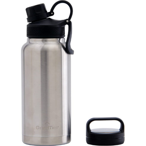 GrandTies 32oz Sports Stainless Steel Water Bottle - Classic Silver