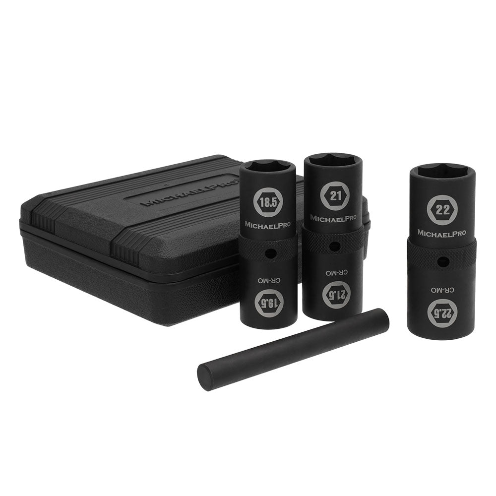 MichaelPro Steckschlüssel-Set 1/2 Zoll – 6 Größen, Dünnwandig, Chrom-Moly-Stahl, Inkl. Knockout-Stange