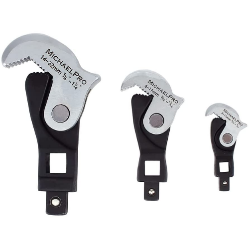 MichaelPro 3-Pc Spring-Loaded Auto Size Adjusting Crowfoot Wrench Set