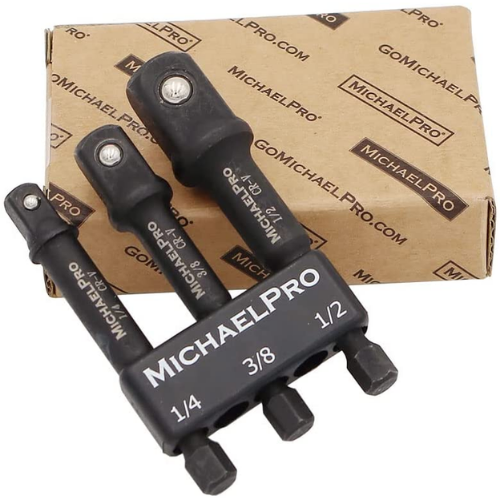 MichaelPro 3-Inch Impact Grade Socket Adapter Set - 1/4